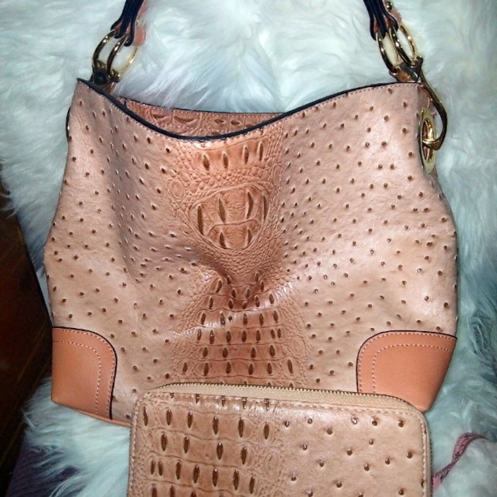 Pink Ostrich print bag....